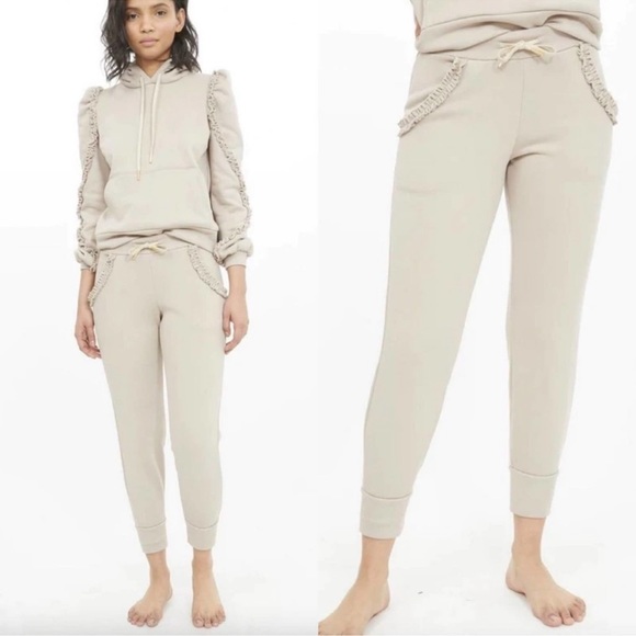 Generation Love Asta Ruffle Sweatpants joggers In Jet Stream Cream Size Large - Picture 1 of 11